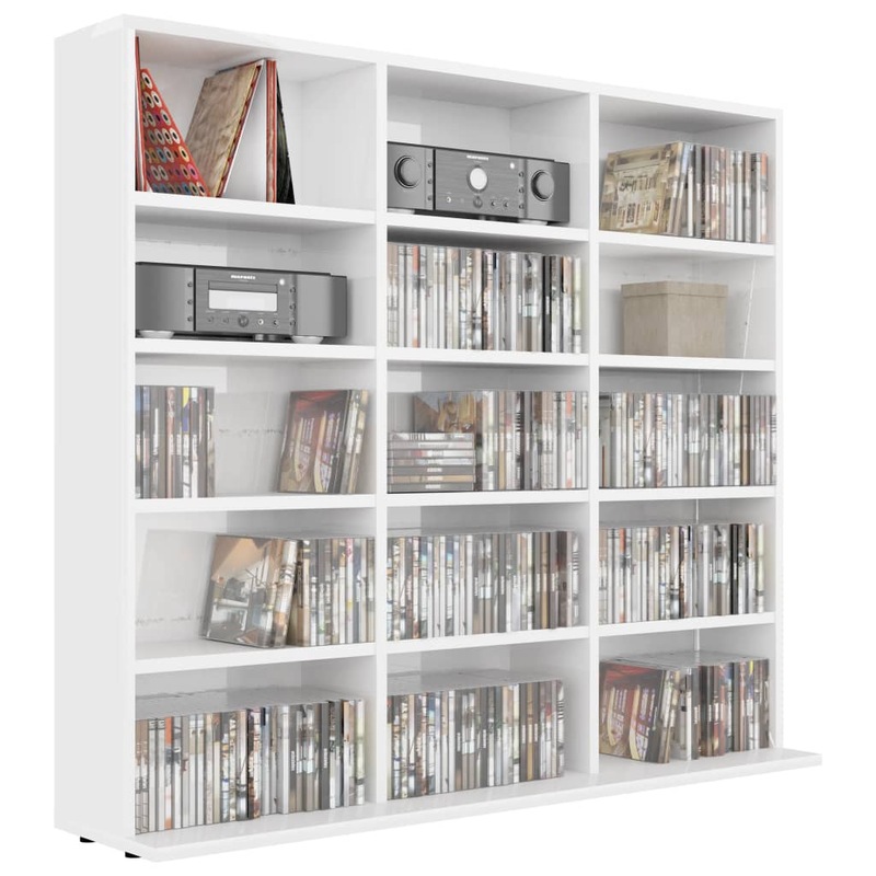 Buy CD Cabinet High Gloss White 102x23x89,5 cm Chipboard - MyDeal