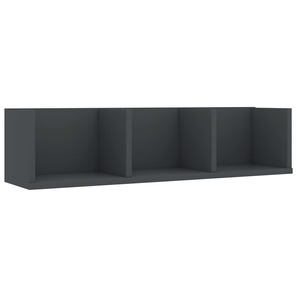 CD Wall Shelf Grey 75x18x18cm Chipboard Floating Display Cabinet Rack