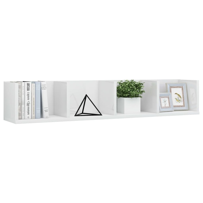 Buy CD Wall Shelf High Gloss White 100x18x18cm Chipboard Floating Rack