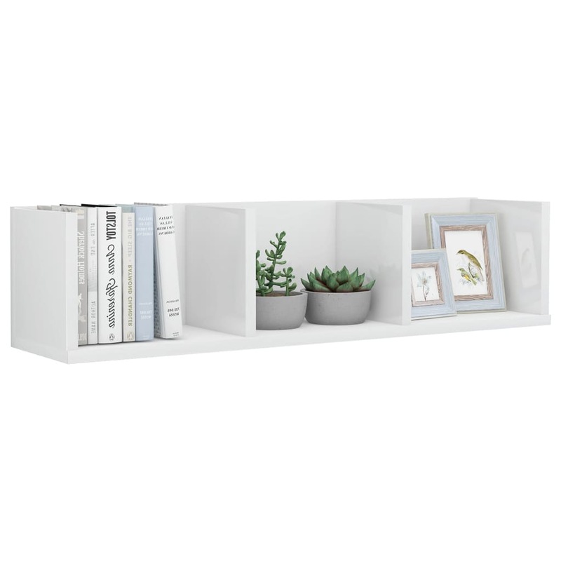 Buy CD Wall Shelf High Gloss White 75x18x18cm Chipboard Floating