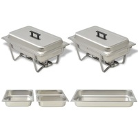 2 Piece Chafing Dish Set Stainless Steel vidaXL
