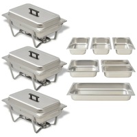 3 Piece Chafing Dish Set Stainless Steel vidaXL