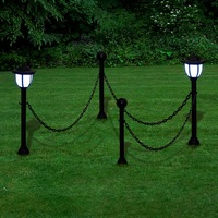 Chain Fence with Solar Lights Two LED Lamps Two Poles vidaXL