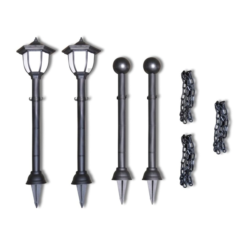 Buy Chain Fence with Solar Lights Two LED Lamps Two Poles MyDeal