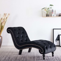 Chaise Lounge Black Velvet vidaXL