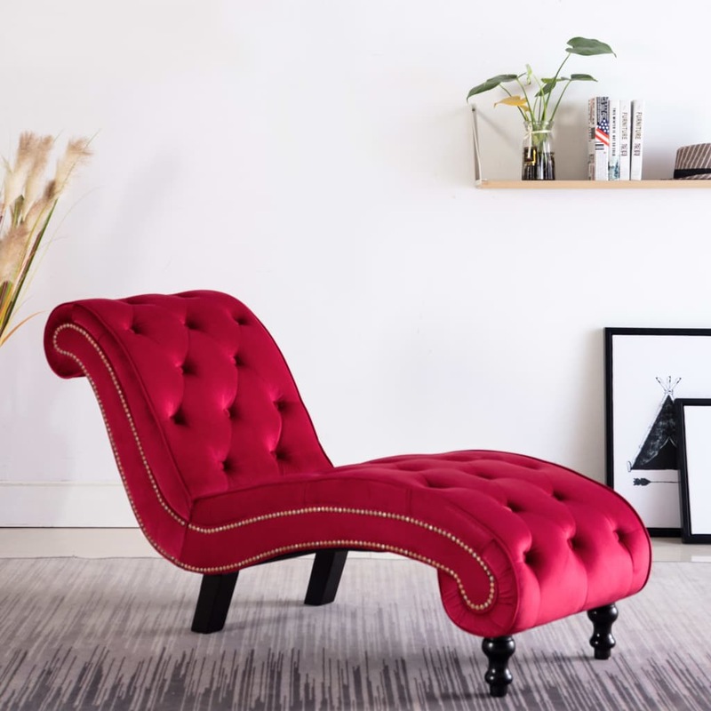Buy Chaise Lounge Red Velvet MyDeal