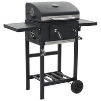 Charcoal-Fueled BBQ Grill with Bottom Shelf Black vidaXL