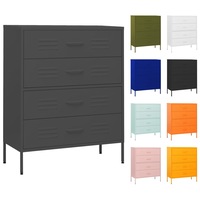 Chest of Drawers Steel Sideboard Side Storage Cabinet Black/White vidaXL