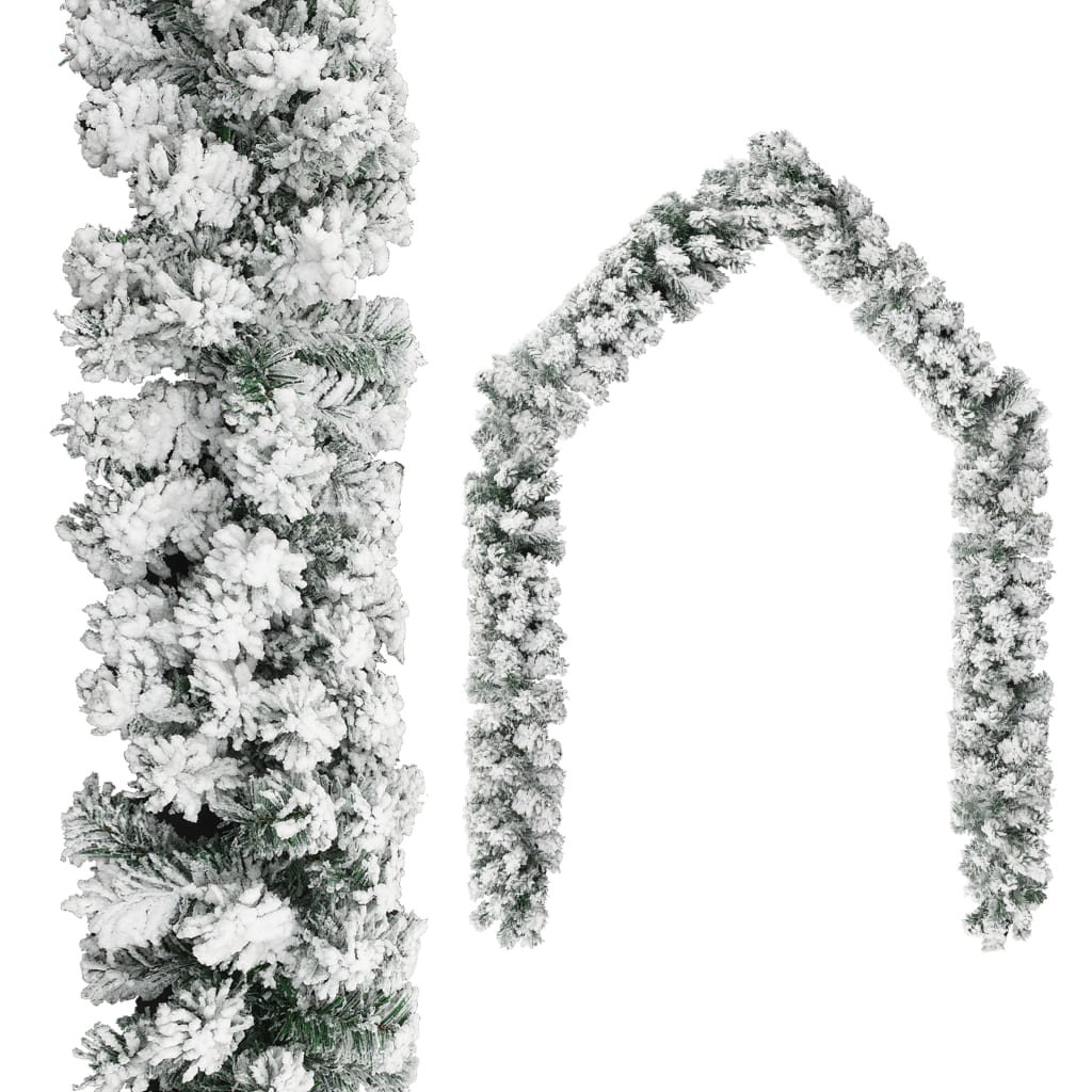Christmas Garland with Flocked Snow Green 10 m PVC vidaXL