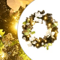 Christmas Wreath with LED Lights Black 60 cm PVC vidaXL