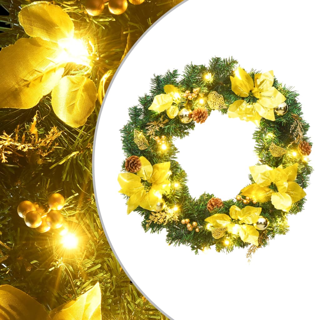 Christmas Wreath with LED Lights Green 60 cm PVC vidaXL