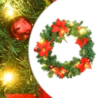 Christmas Wreath with LED Lights Green 60 cm PVC vidaXL