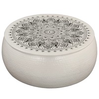 Coffee Table Hammered Aluminium 70x30 cm White vidaXL