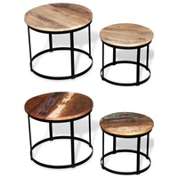 Coffee Table Set 2 Piece Round Rough Mango Wood/Solid Reclaimed Wood vidaXL