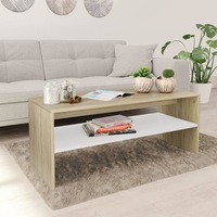 Coffee Table White and Sonoma Oak 100x40x40 cm Engineered Wood vidaXL