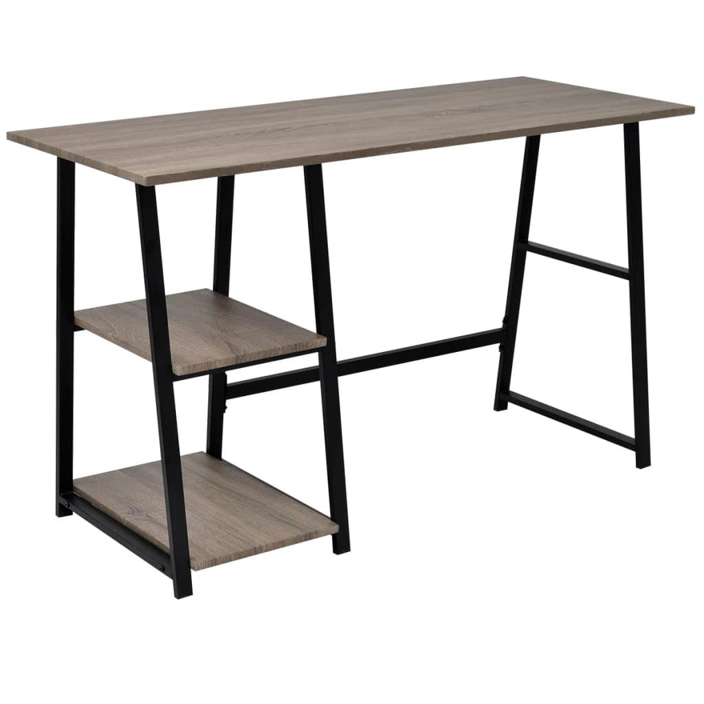 Desk with 2 Shelves Grey and Oak vidaXL