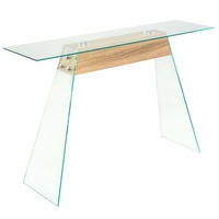 Console Table MDF and Glass 120x30x76 cm Oak Colour vidaXL