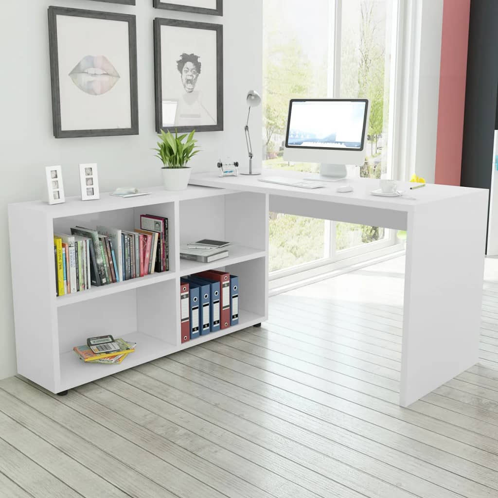 Corner Desk 4 Shelves White vidaXL