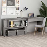 Corner Desk Concrete Grey 200x50x76 cm Engineered Wood vidaXL