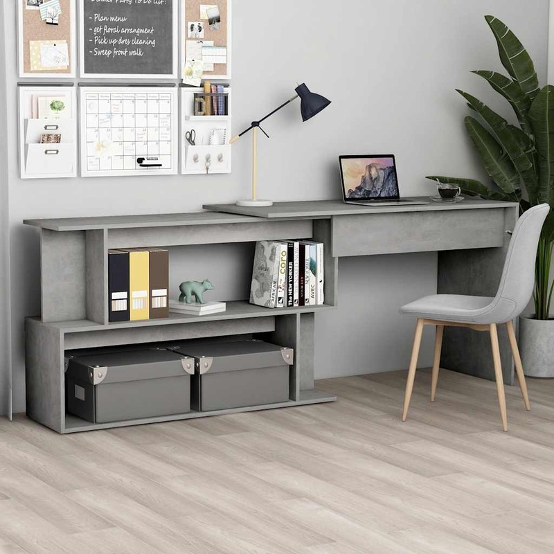 Buy Corner Desk Concrete Grey 200x50x76 cm Engineered Wood vidaXL MyDeal