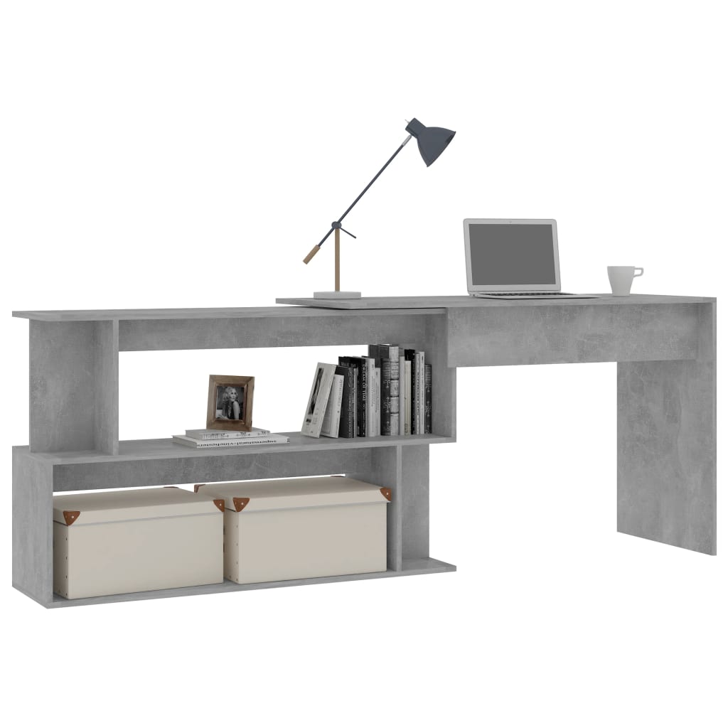 Corner Desk Concrete Grey 200x50x76 cm Engineered Wood vidaXL