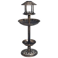 Decorative Birdbath with Solar Powered LED Lights Plastic vidaXL