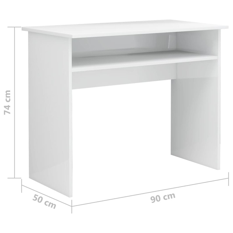 Desk High Gloss White 90x50x74 cm Chipboard - MyDeal