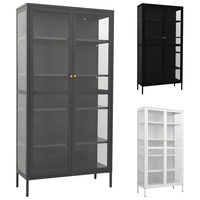 Display Cabinet Steel and Tempered Glass Storage Shelf Anthracite/Black vidaXL
