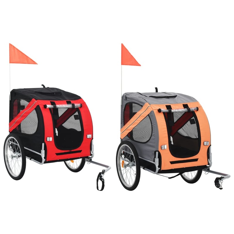 Buy vidaXL Dog Bike Trailer Tow Behind Pet Carrier Orange and Grey/Red