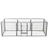 Dog Playpen 8 Panels Steel 80x80 cm Black vidaXL