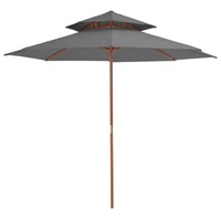 Double Decker Garden Parasol with Wooden Pole 270 cm Anthracite vidaXL