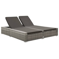 Double Sun Lounger Poly Rattan Grey vidaXL