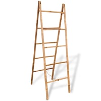 Double Towel Ladder with 5 Rungs Bamboo 50x160 cm vidaXL