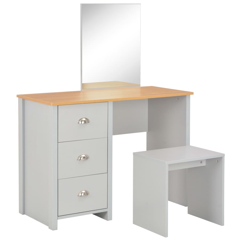 Dressing Table with Mirror and Stool Grey 104x45x131 cm vidaXL