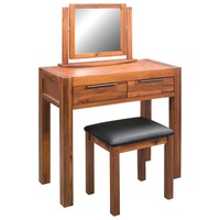 Dressing Table with Stool and Mirror Solid Acacia Wood vidaXL