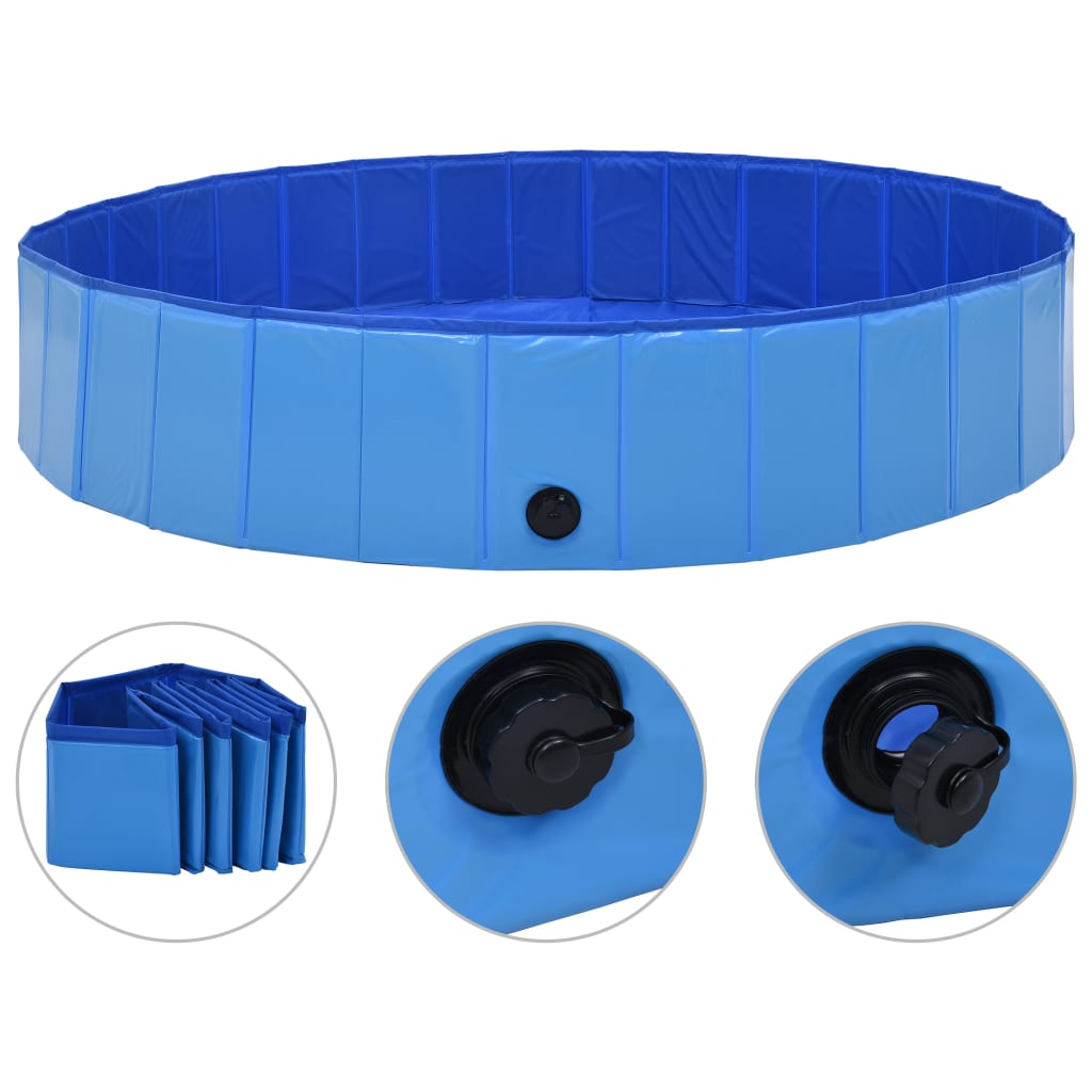 Foldable Dog Swimming Pool Blue 160x30 cm PVC vidaXL