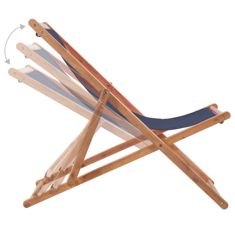 Buy Folding Beach Chair Fabric and Wooden Frame Blue MyDeal