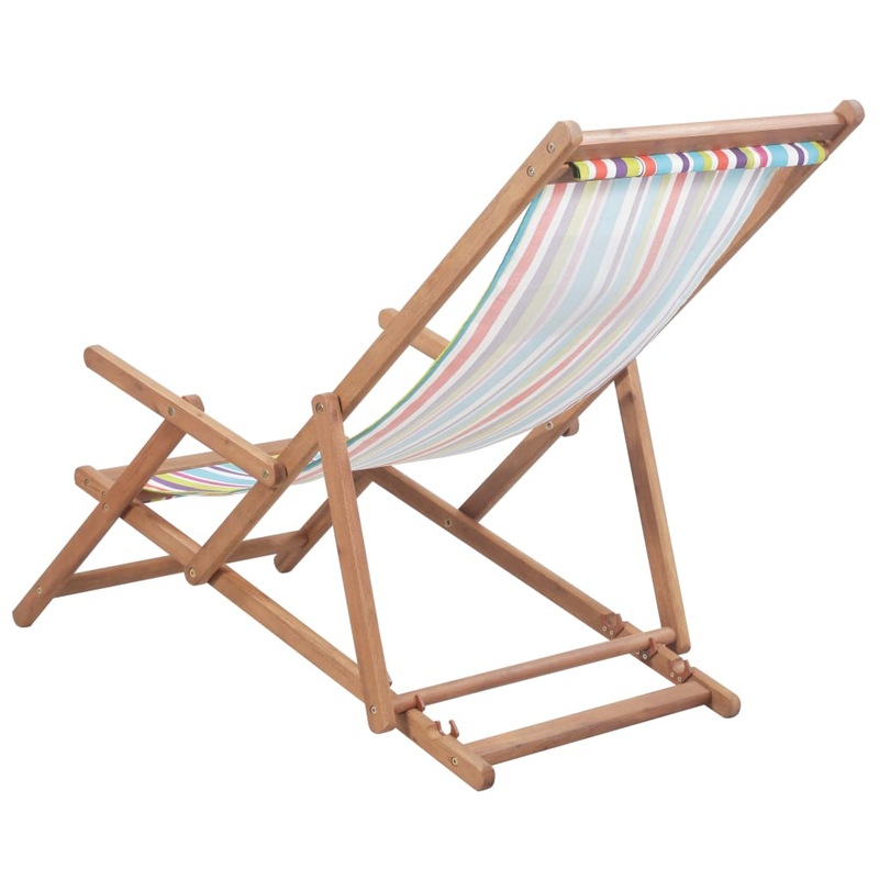 Buy Folding Beach Chair Fabric and Wooden Frame Multicolour MyDeal