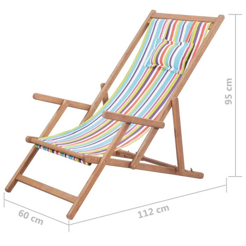 Buy Folding Beach Chair Fabric and Wooden Frame Multicolour vidaXL MyDeal