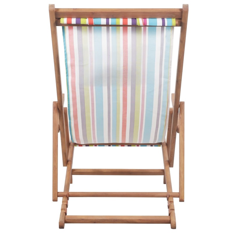 Folding Beach Chair Fabric and Wooden Frame Multicolour MyDeal