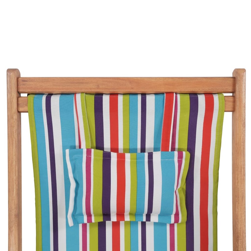 Buy Folding Beach Chair Fabric and Wooden Frame Multicolour vidaXL MyDeal