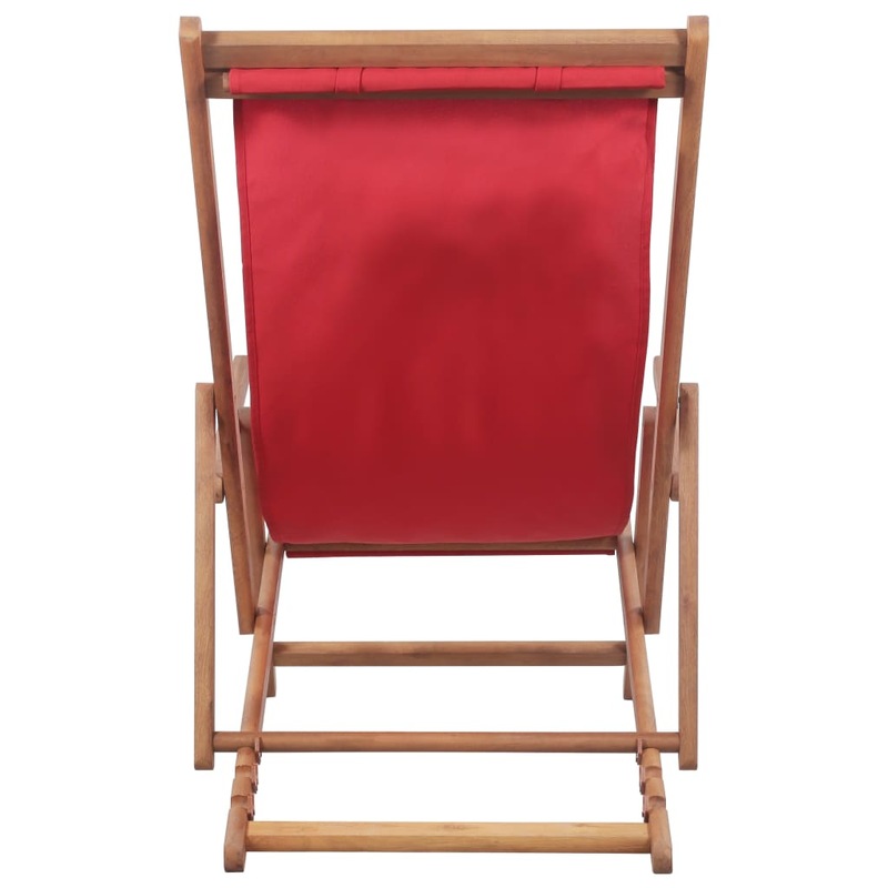 Buy Folding Beach Chair Fabric and Wooden Frame Red vidaXL MyDeal