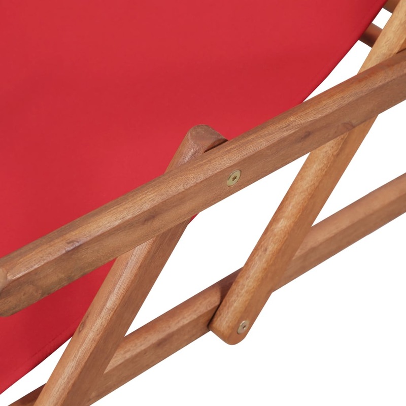 Buy Folding Beach Chair Fabric and Wooden Frame Red vidaXL MyDeal
