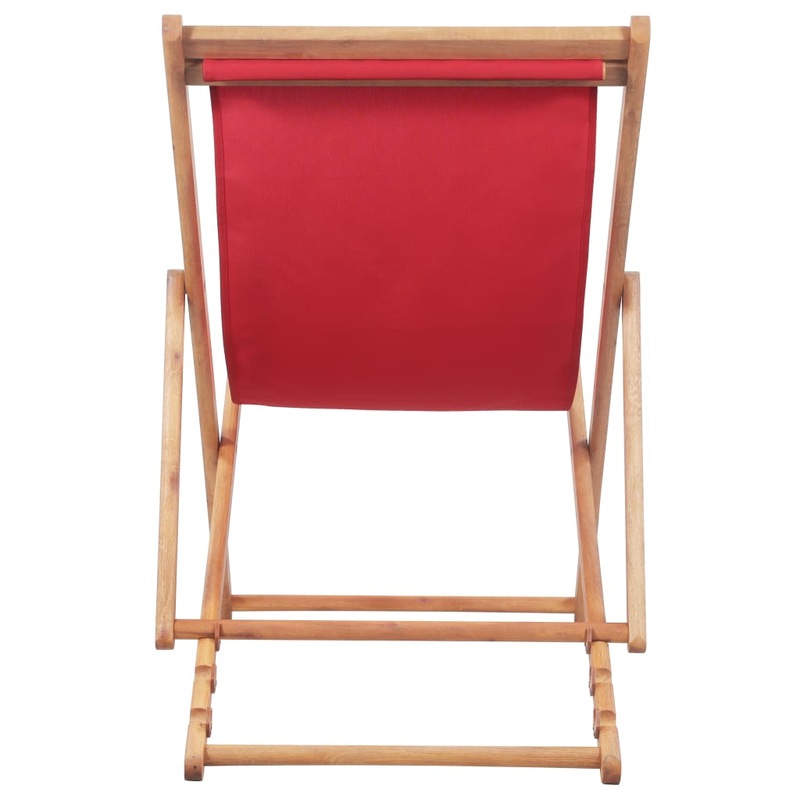 Folding Beach Chair Fabric and Wooden Frame Red MyDeal