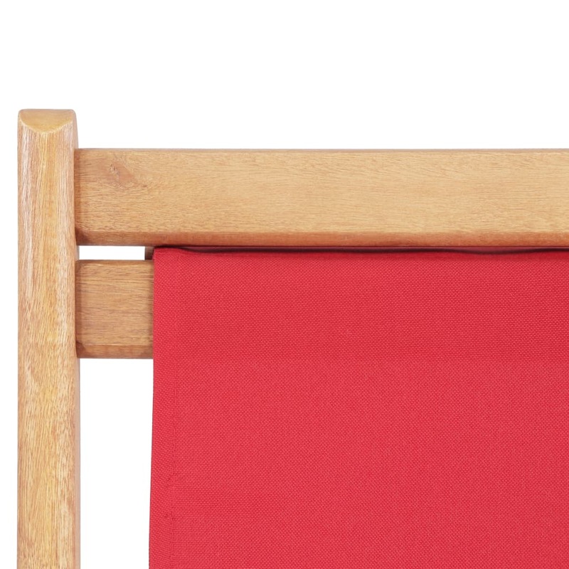 Folding Beach Chair Fabric and Wooden Frame Red MyDeal