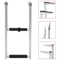 Folding Boarding Ladder 2-step Stainless Steel vidaXL