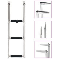 Folding Boarding Ladder 3-step Stainless Steel vidaXL