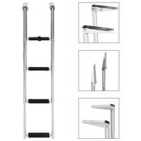 Folding Boarding Ladder 4-step Stainless Steel vidaXL