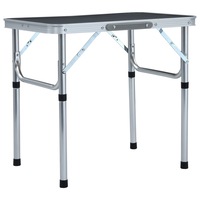 Folding Camping Table Grey Aluminium 60x45 cm vidaXL