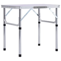 Folding Camping Table White Aluminium 60x45 cm vidaXL